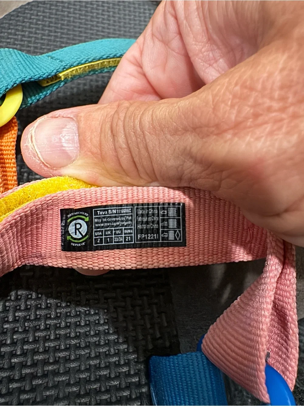 Teva Kids Rainbow Strap Sandals — Blue, Pink, Yellow, Orange - Picture 8 of 8